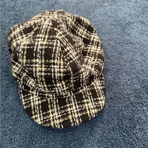 Black and White Plaid Women's Paperboy Hat